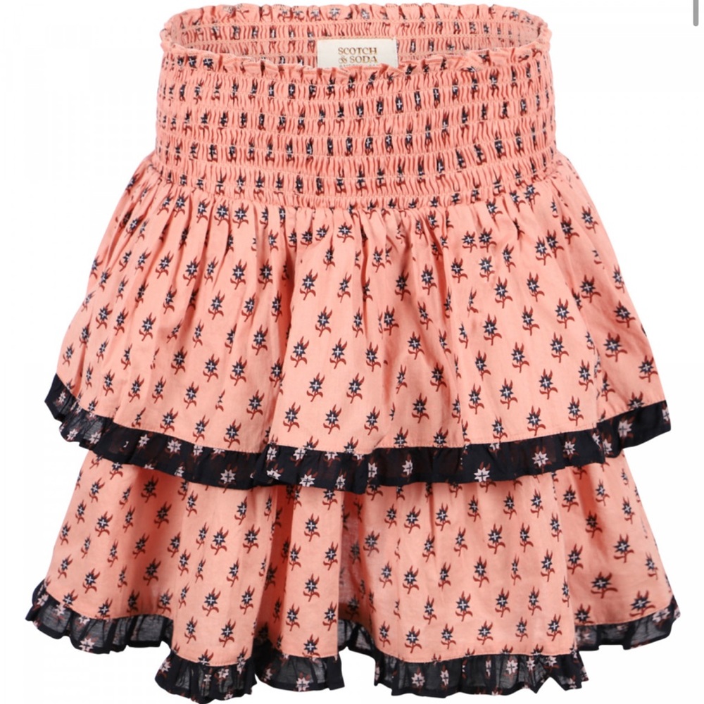 Scotch & Soda tiered floral skirt with ruched waist in pink